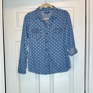 Old Navy Polka Dot Chambray Button Down